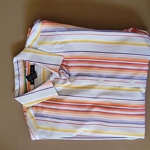 Mens medium IZOD dress shirt. Multi colored.  Always dry cleaned and taken care